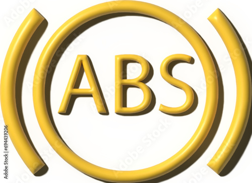 Yellow Mechanical Fault: 3D Rendered Car ABS Error Code Vector