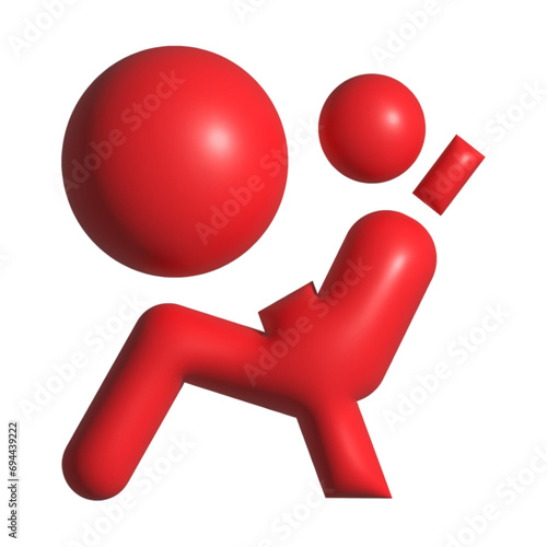 Red Mechanical Fault: 3D Rendered Airbag Error Code Vector