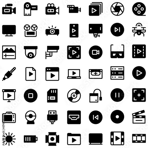 Vector of Video Icon Set. Perfect for user interface, new application.
