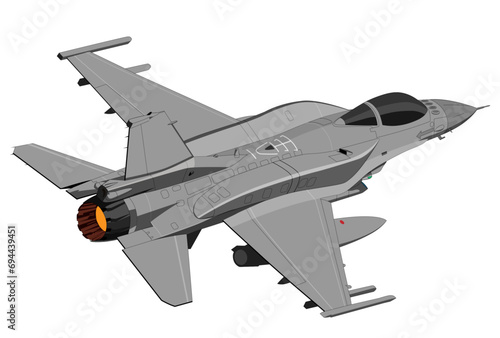 F-16D Block 50 Model with Conformal Fuel Tanks - High Definition Vector Illustration 