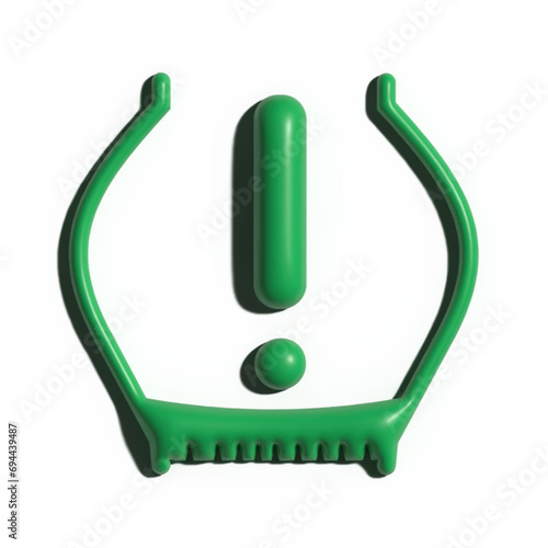 3D Green Tire Pressure Sensor Icon with Ray Tracing for Vehicle Alert System