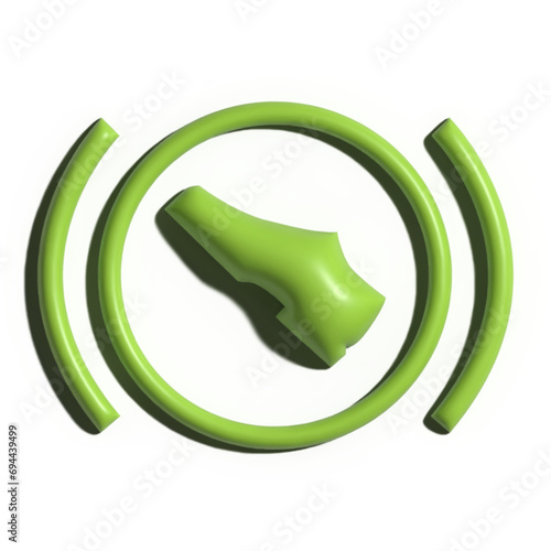 Green 3D Park Brake Pedal Icon for Car Dashboard Interface
