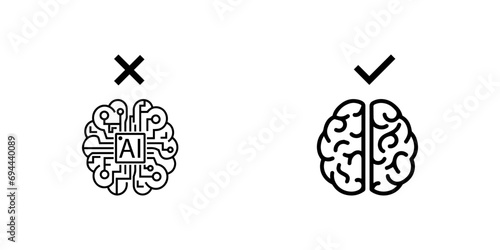Human brain and artificial intelligence concept