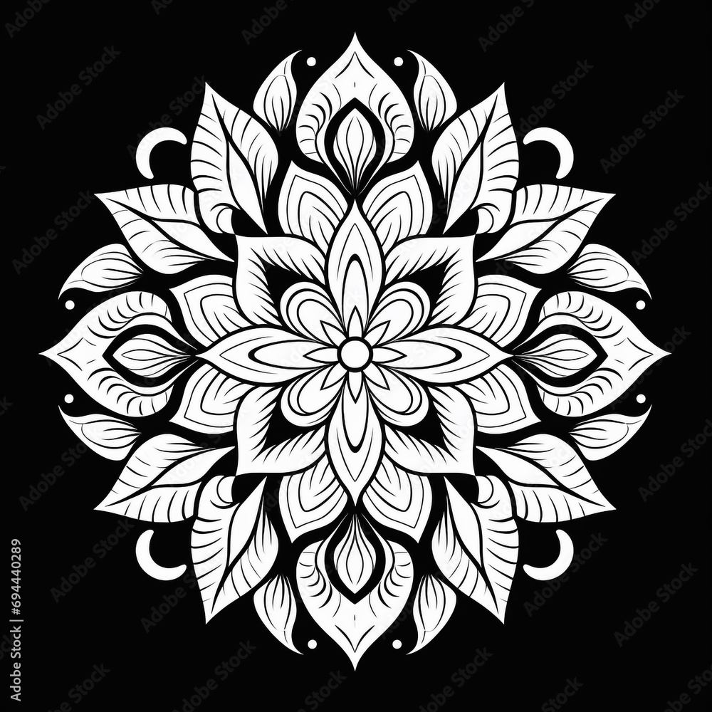 Mandala pattern white doodles sketch good mood