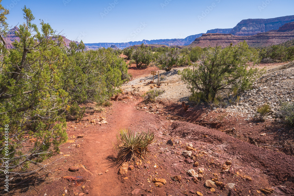 hiking the grandview trail in the grand canyon national park, arizona, usa