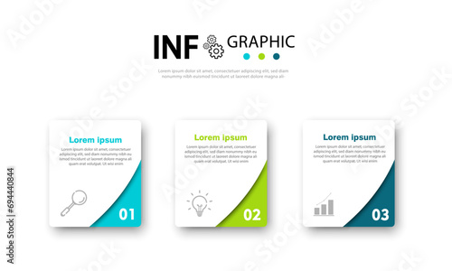 Creative square element design with marketing icons Business idea with 3 options, steps