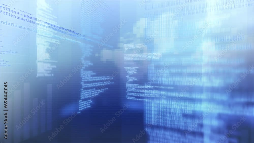 Abstract Animation Computer Code Running in a Virtual Space. Program code with Moving Lines Rotating 360 Degrees, Loopable.
Abstract Animation Computer Code Running in a Virtual Space. Program code with Moving Lines Rotating 360 Degrees, Loopable.