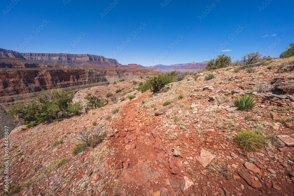 hiking the grandview trail in the grand canyon national park, arizona, usa