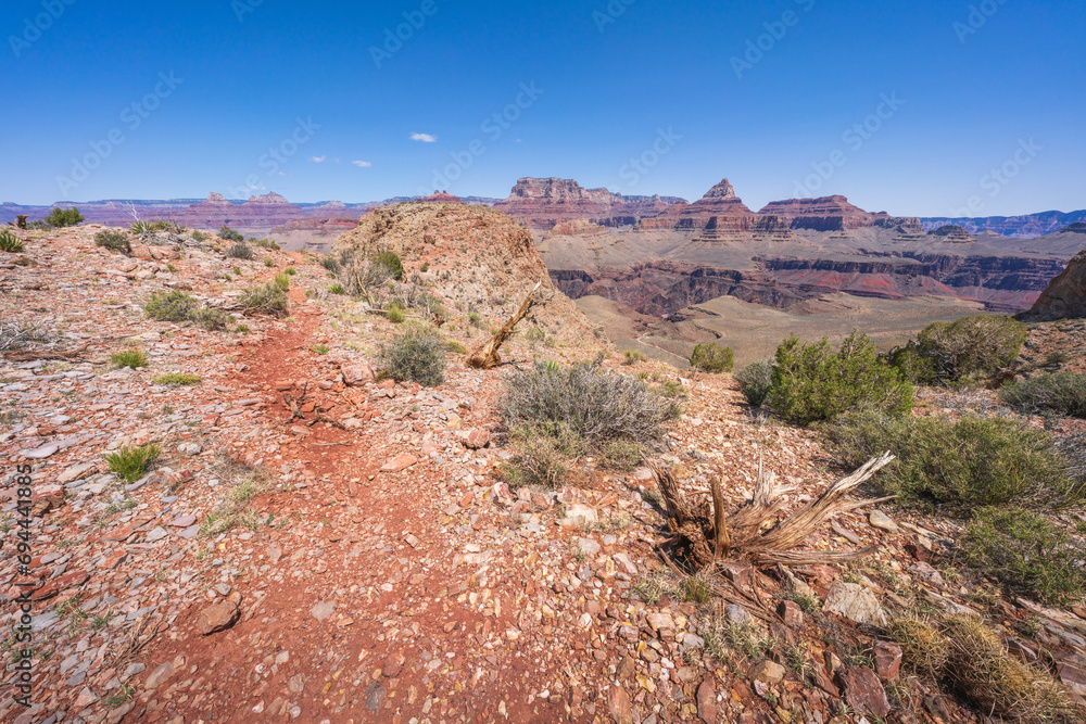 hiking the grandview trail in the grand canyon national park, arizona, usa