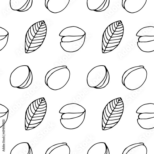 Pistachios seamless pattern vector illustration, hand drawing
