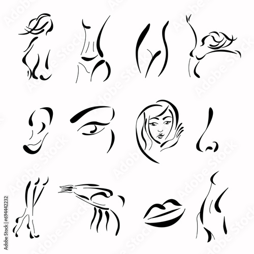 silhouette of woman for plastic surgery, cosmetology, fitness