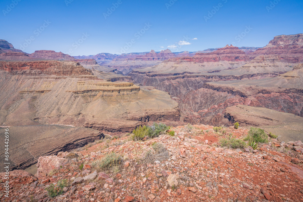 hiking the grandview trail in the grand canyon national park, arizona, usa