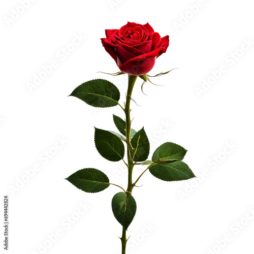 Red rose flower on transparent background. 