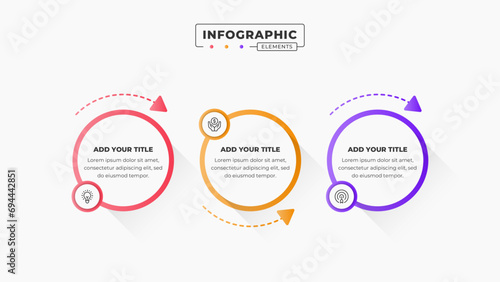 Vector circle infographic design template with 3 steps or options