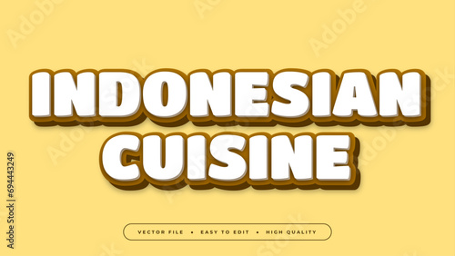 Yellow white and brown indonesia cuisine 3d editable text effect - font style