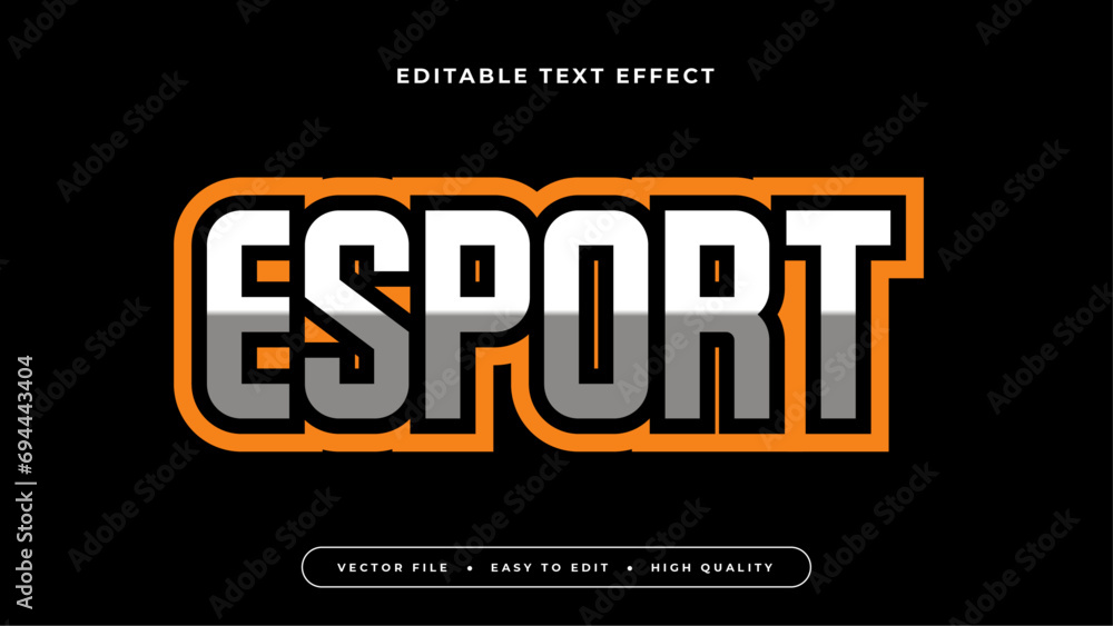 Fototapeta premium Black orange and white esport 3d editable text effect - font style