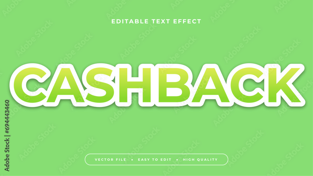 Green and white cashback 3d editable text effect - font style Green and white cashback 3d editable text effect - font style