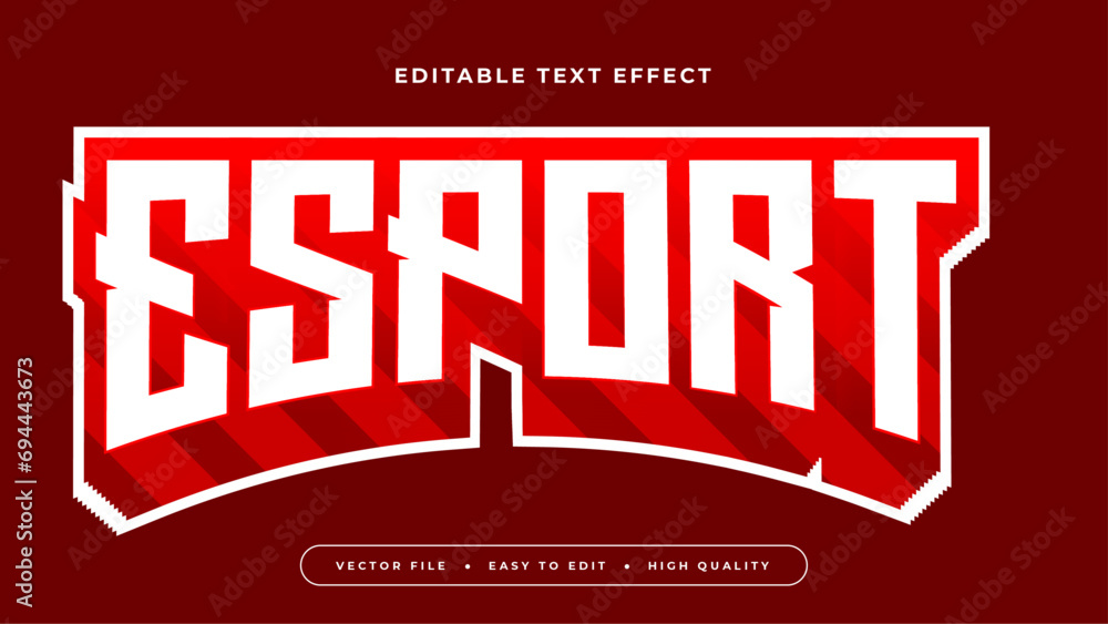 Red and white esport 3d editable text effect - font style Red and white esport 3d editable text effect - font style