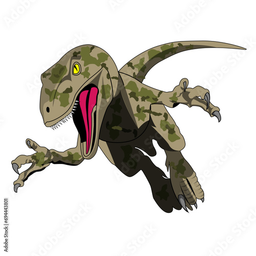 Military Camo Velociraptor - Vector Drawing