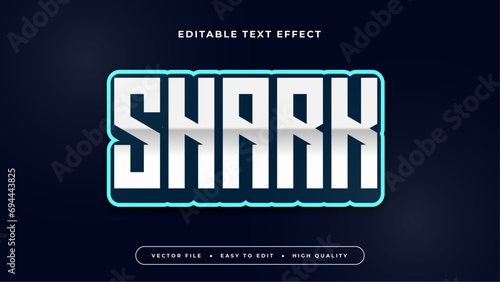 Black white and blue shark 3d editable text effect - font style