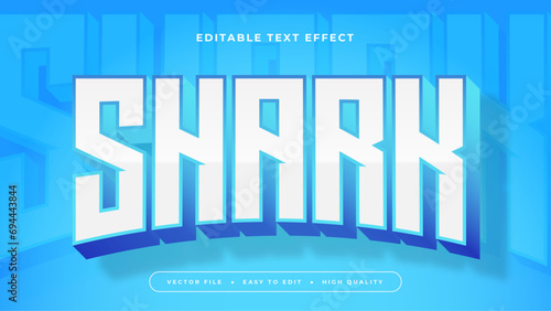 White and blue shark 3d editable text effect - font style
