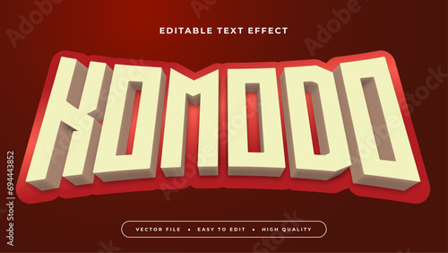 Red and yellow komodo 3d editable text effect - font style