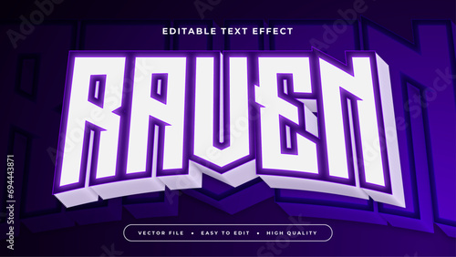 White and purple violet raven 3d editable text effect - font style