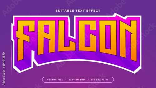 Purple violet and orange falcon 3d editable text effect - font style