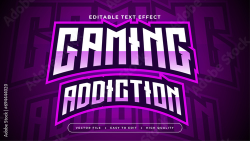 Purple violet and white gaming addcition 3d editable text effect - font style