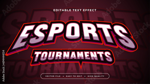 Red white and black esport tournaments 3d editable text effect - font style