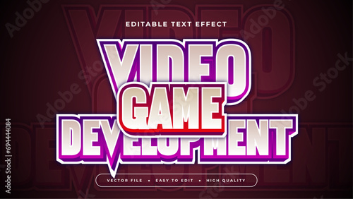 Red purple violet and white video game development 3d editable text effect - font style