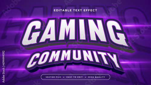 Purple violet and white gaming community 3d editable text effect - font style