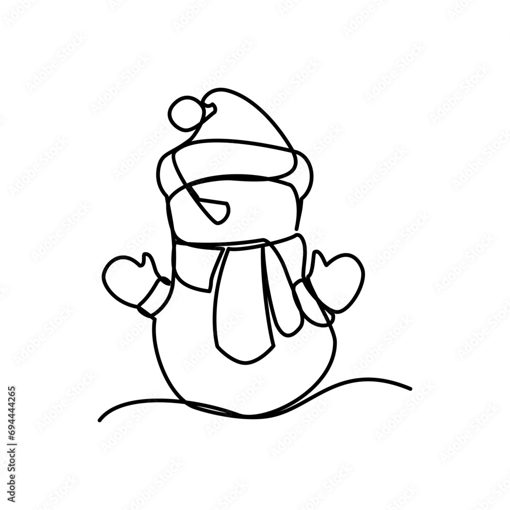 Snowman drawn in line art style Snowman drawn in line art style