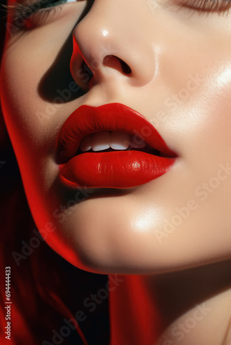 Makeup woman make-up beauty fashionable glamour face mouth red woman lipstick