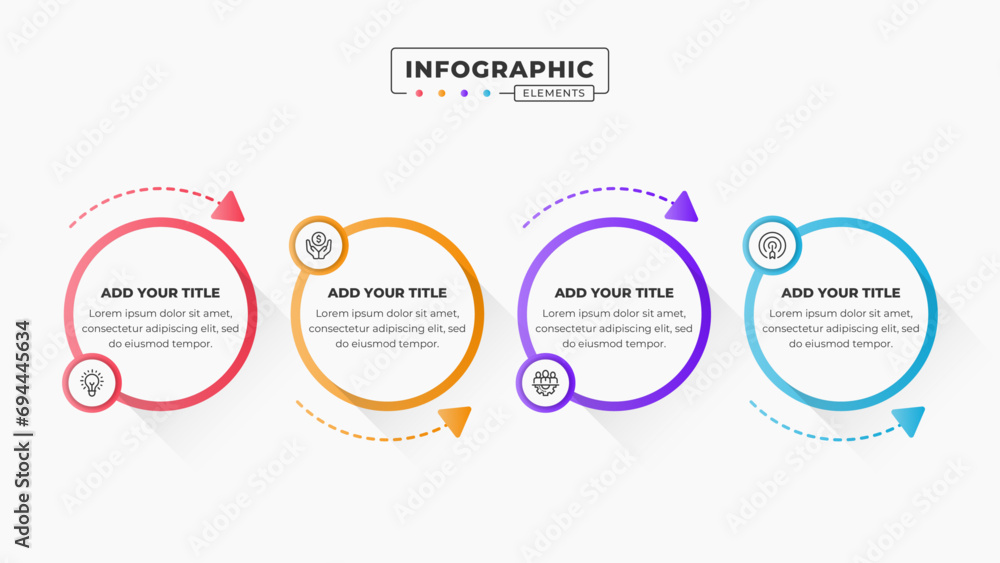 Vector business circle infographic design template with 4 steps or options