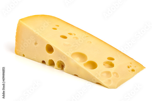 Maasdam cheese, isolated on white background.