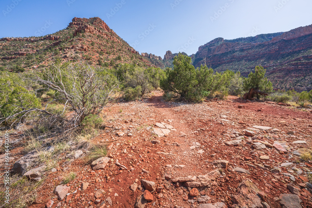 hiking the grandview trail in the grand canyon national park, arizona, usa