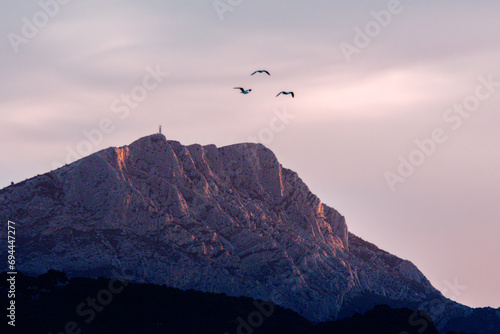 the Sainte Victoire mountain in the light of an autumn morning