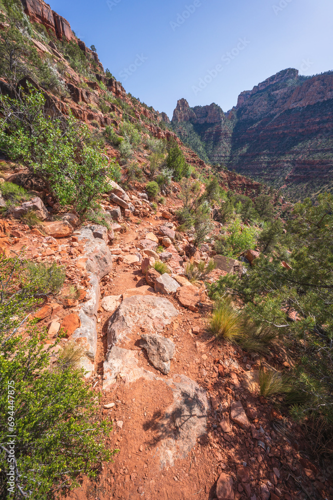 hiking the grandview trail in the grand canyon national park, arizona, usa