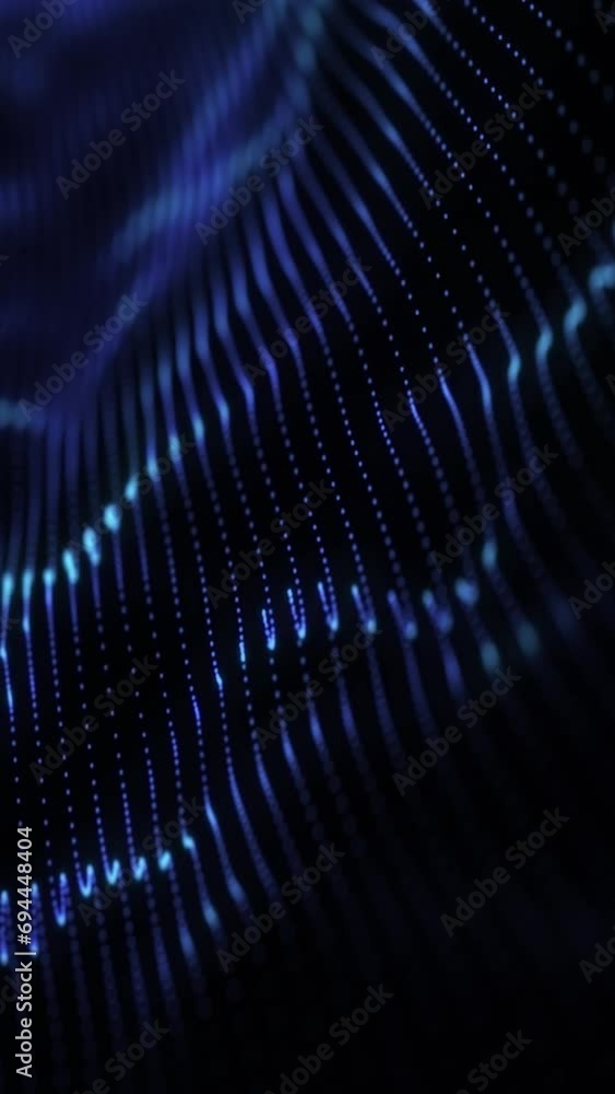 Animated 3d particle wave and lights background. Blue animation cyber or technology background. Abstract technology wave. Vertical video Animated 3d particle wave and lights background. Blue animation cyber or technology background. Abstract technology wave. Vertical video