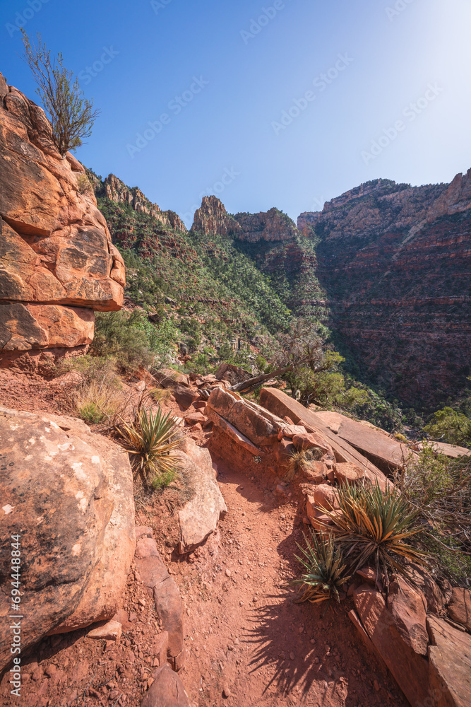 hiking the grandview trail in the grand canyon national park, arizona, usa