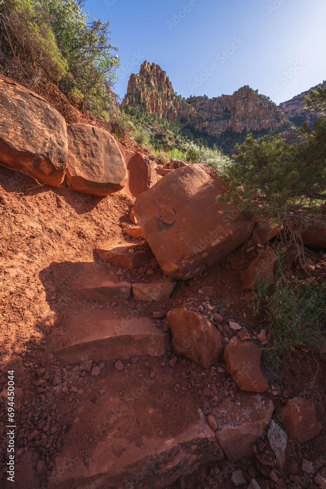 hiking the grandview trail in the grand canyon national park, arizona, usa