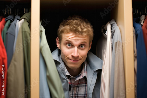 Hombre sonriendo en el armario
