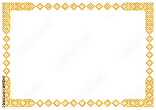 Orange Border frame vector label. Simple line corner pattern. Border frame decoration. Vector simple line art border frame