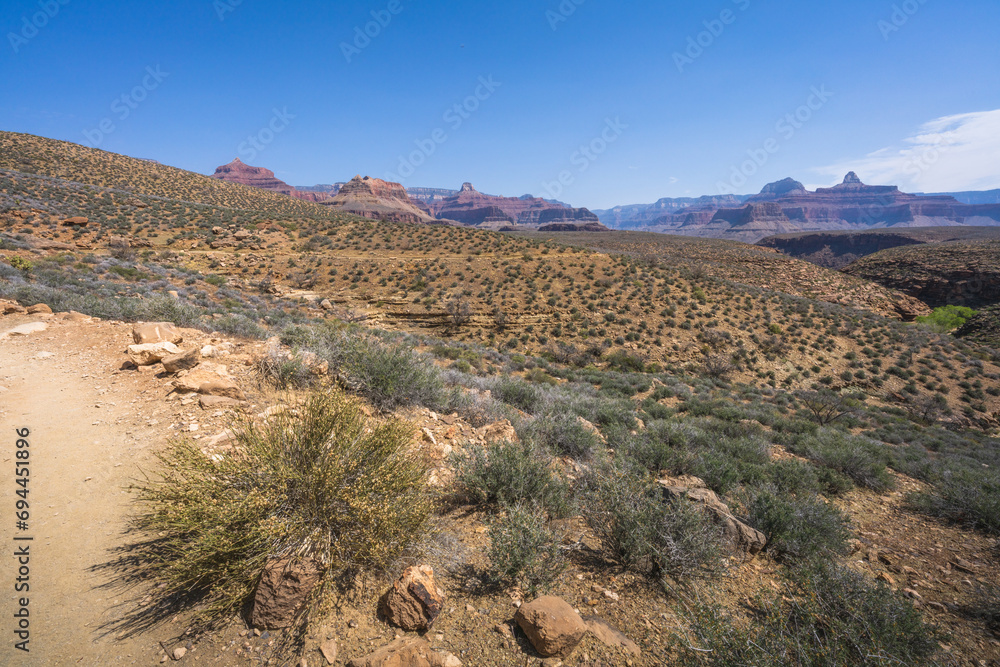hiking the tonto trail in the grand canyon national park, arizona, usa