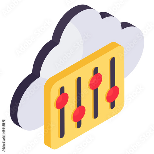 Editable design icon of cloud equalizer