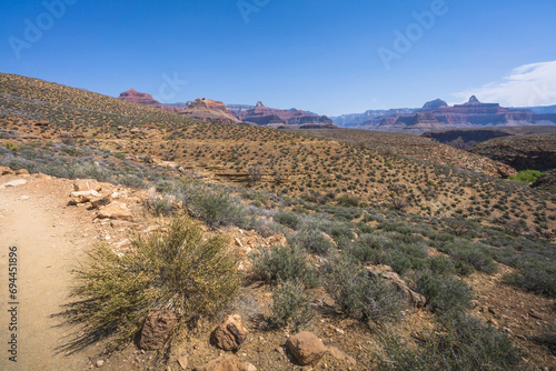 Obraz na płótnie hiking the tonto trail in the grand canyon national park, arizona, usa w salonie