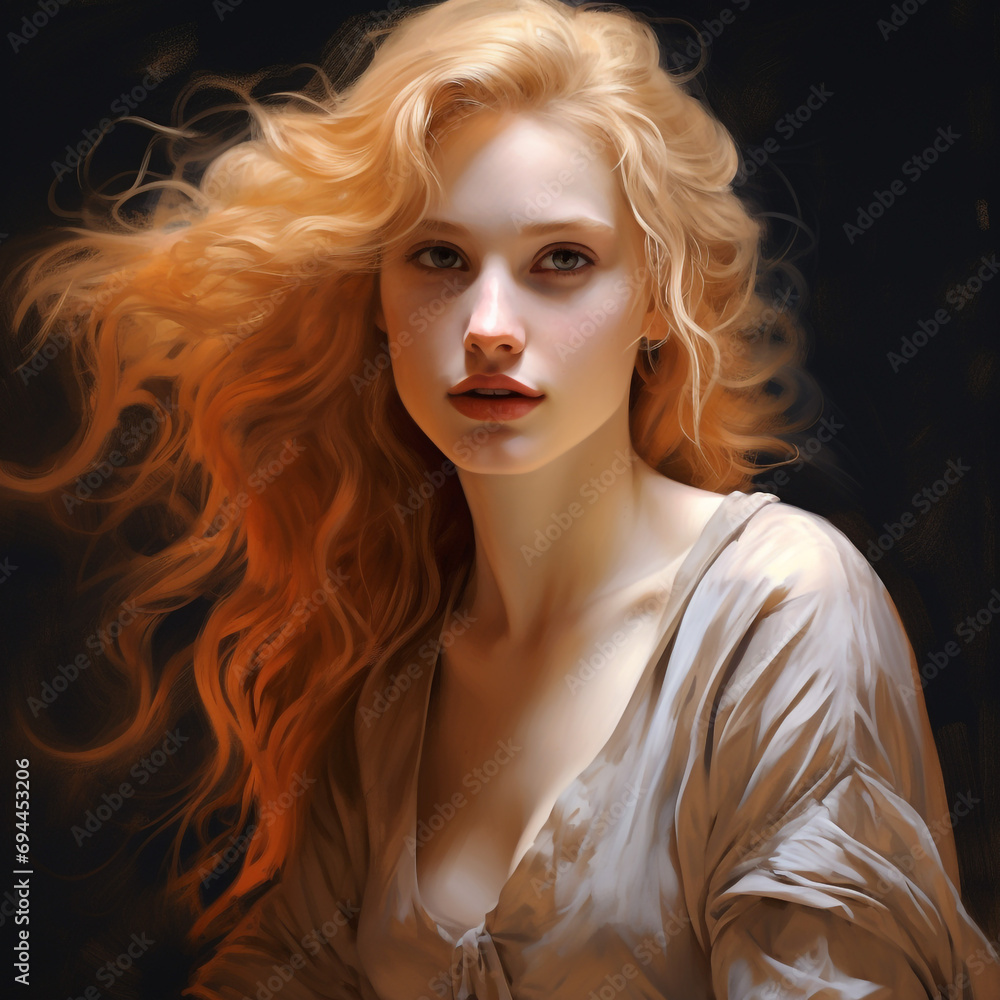 Fototapeta premium a orange blonde hair coloured women with a levende