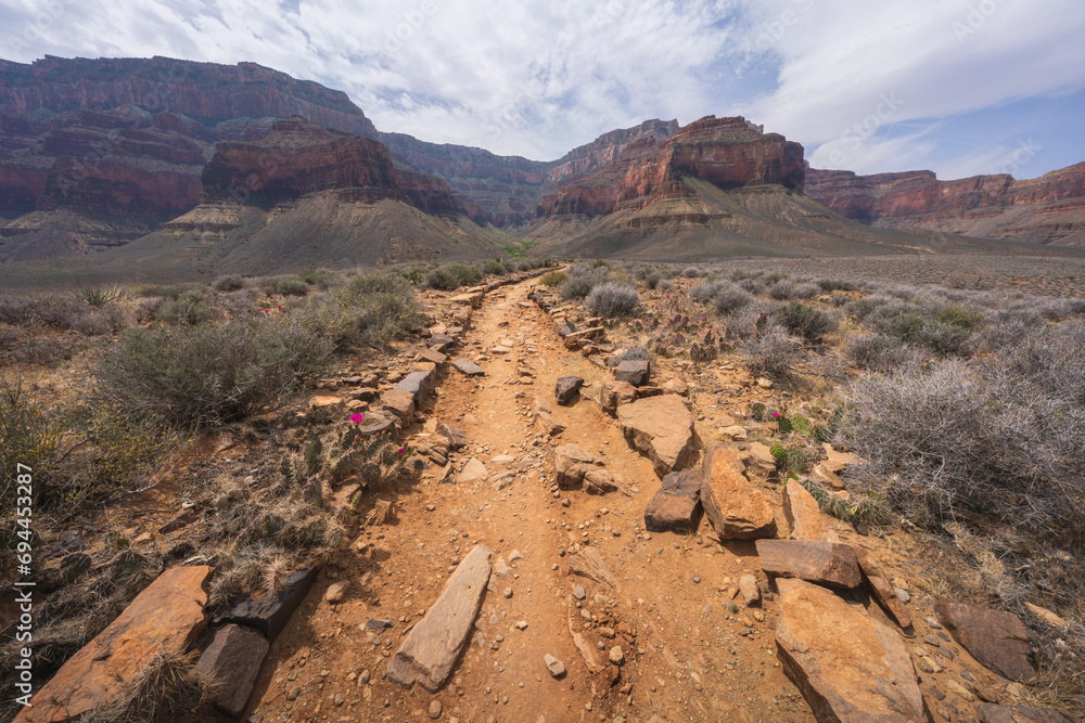hiking the tonto trail in the grand canyon national park, arizona, usa
