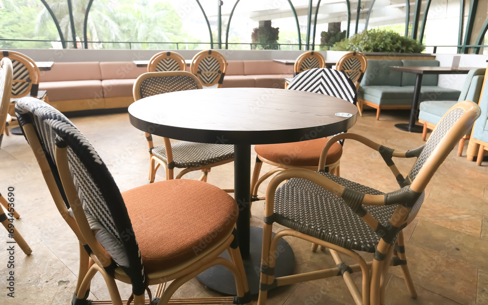 table and chairs in a cafe